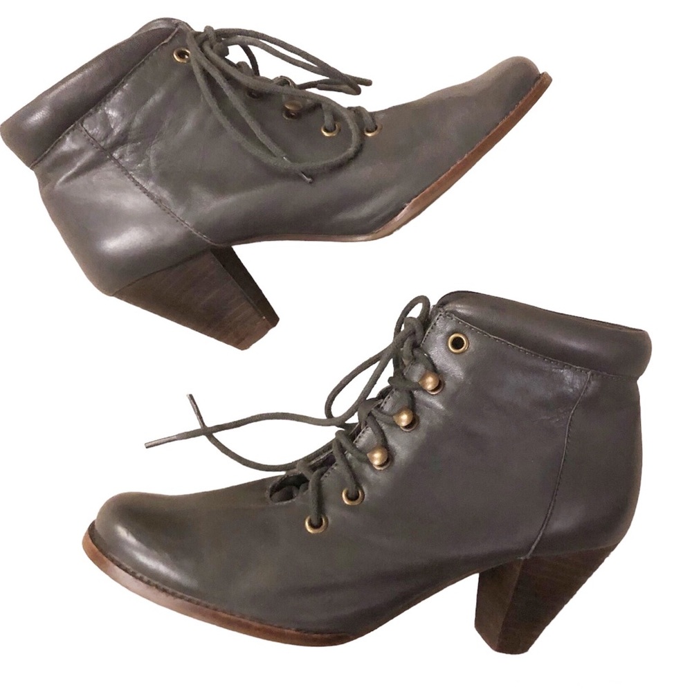 JEFFREY CAMPBELL Lace-up ankle booties Ingles Tahiti gray leather Victorian boho - Picture 4 of 11